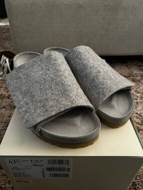 Birkenstock Gray Felt Slide Loafers